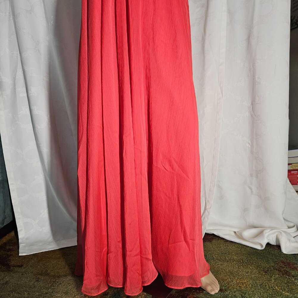 Aidan Mattox Grecian Chiffon Pleated Halter Maxi Gown - Size 12 - Picture 4 of 9